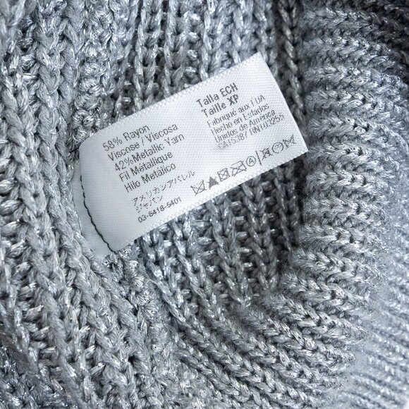 American Apparel Metallic Cable Knit Sweater Silver XS - Picture 11 of 11